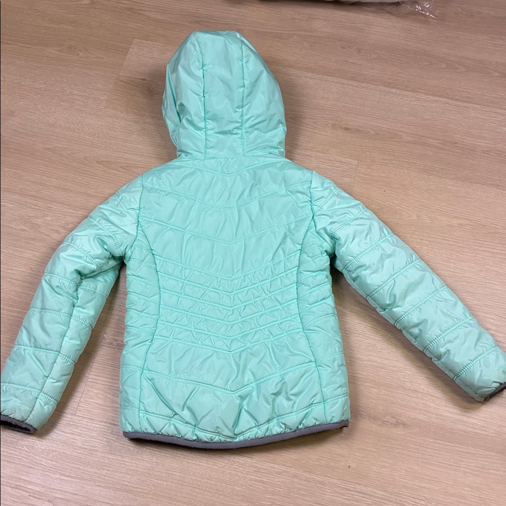 Under Armour Light Turquoise Aqua Teal & Gray Quilted Puffer Hooded Jacket - Picture 6 of 6